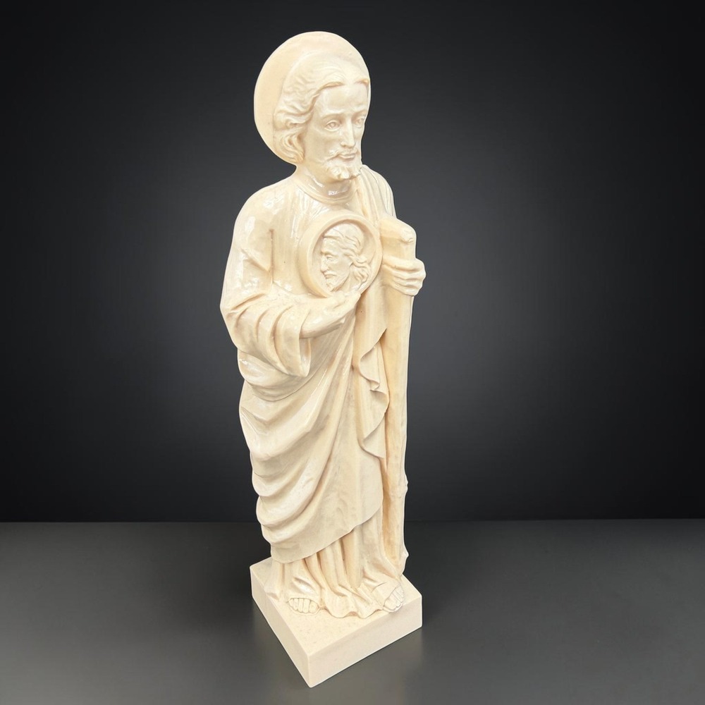 St Jude Thaddeus Statue 8 Inch Italian Plastic Religious Figurine Ivory Color
